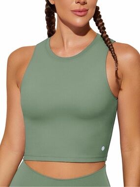 Sage Green Yoga Workout Tank with Removable Cups